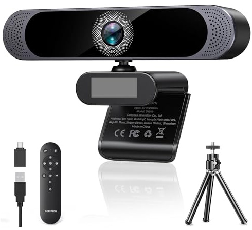 DW49-PRO Webbkamera 4K HD Automatisk webbkamera Fjärrkontroll for PC Mac/Streaming/Videosamtal/Zoom/Skype/Teams