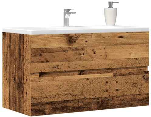 QZZCED Armario de Pared para Baño de Madera de Ingeniería Envejecida 80x38,5x45cm con Amplio Espacio de Almacenamiento, Estructura Colgante y Superficie Lisa para Fácil Limpieza,