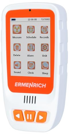 Ermenrich Ping RD40 Contador Geiger Digital Detector de Radiación Dosímetro Beta Gamma Rayos X Monitor con Display LCD Alarma Sonora y Visual Portátil Recargable Indicador de Batería Baja