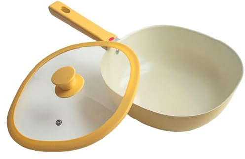 Sartén antiadherente, sartén de aleación con tapa, utensilios de cocina ligeros de 1,9 l, material fuerte y resistente, excelente accesorio de cocina para el hogar, para cocinar a la parrilla, saltear
