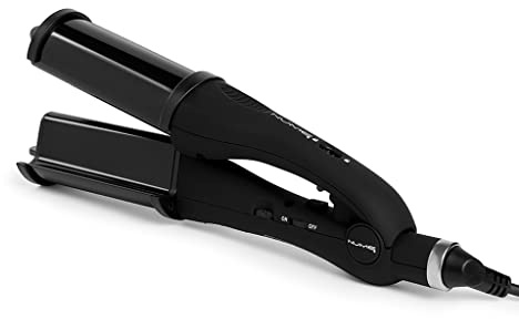 NuMe Pentacle 2-in-1 Deep Waver and Curling Wand, Professional Ceramic Deep Hair Waver for Beachy Waves, Hair Crimper (Black)