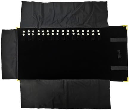 treachi Portable Jewelry Roll Metal Coner Bag Necklace Chain Braclet Black Velvet Travel Pouch