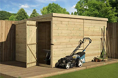 Empire 2000 Pent Garden Shed 10X8 SHIPLAP T&G PRESSURE TREATED DOOR LEFT END