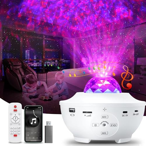 LED Sternenhimmel Projektor, Galaxy Nachtlicht Projektor mit Bluetooth Lautsprecher, Timer, Fernbedienung, Sternenprojektor Night Light für Kinder Erwachsene Schlafzimmer Geschenk Party