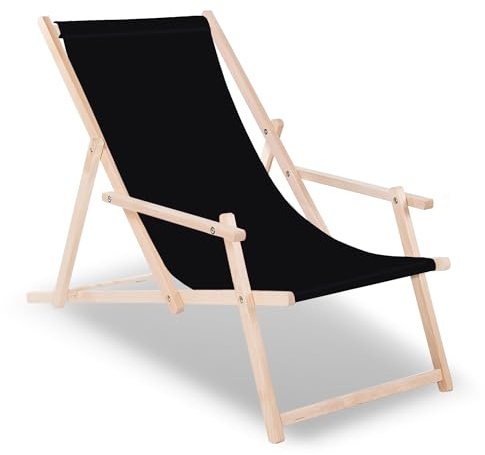 SPRINGOS Liegestuhl aus Buchenholz Sonnenliege Gartenliege mit Armlehnen Strandliege