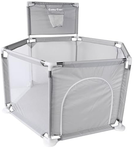 GUBBY GUPS® Laufstall Baby Bällebad Laufgitter Baby mit Basketballkorb,120x120x66cm und als Lauflernhilfe