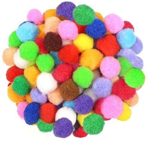 TOAOB 300 Stück Pompons zum Basteln 3 cm Bunte Groß Pompom Flauschigen Pompons Bälle Plüsch set Bälle Kunst Bommel für Lustige DIY Kreative Handwerk
