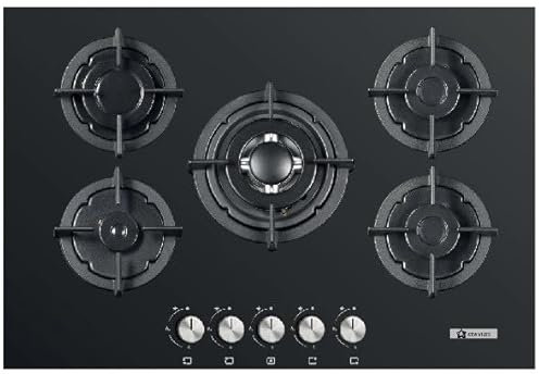 PIANO COTTURA 90 INCASSO GAS METANO O GPL VETRO NERO 5 FUOCHI GHISA STAYLUX