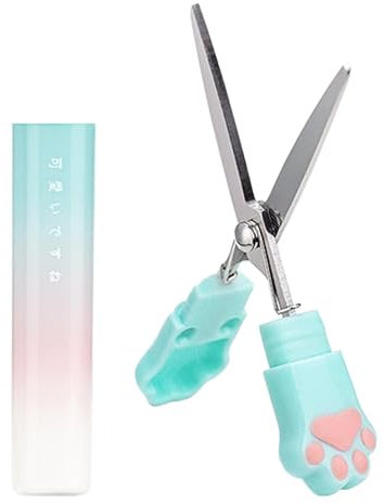 Child-safe scissors, child safety scissors, safe children's scissors in cat paw shape with case, student tip scissors for scrapbooking, craft supplies, back to school supplies