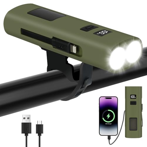 Ainiv Super Bright 6 Modes Bicycle Front LED Torch, 3000mAh Type-C Rechargeable Bike Lights, Waterproof Headlight for Road Bike MTB Cycling Fishing Night Work