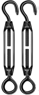 Tendeur de fil de tendeur, tendeur de fil de clôture, tendeur de corde, tendeur à œil et crochet M4 noir, dispositif de tension de câble métallique en acier inoxydable 304, filet d'ombrage, boulon de