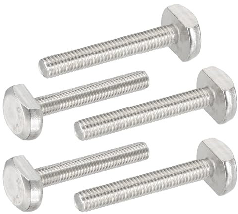 PATIKIL Pernos De Ranura En T M6 X 40 Mm, 5 Pcs Acero Inoxidable 304 Pernos De Inserción En Forma De T Tornillo Deslizante Roscado Métrico Cabeza De Martillo Para Riel En T, Plateado
