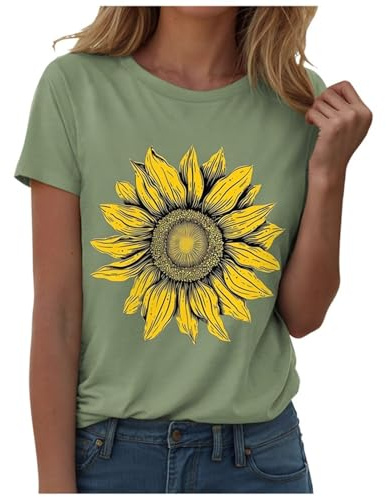 Kvinnors toppar solros vintage blomma grafiska t-shirts skjortor inspirerande t-shirts vardaglig skjorta batik blusar kvinnor
