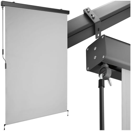 tectake® Markise, Senkrechtmarkise, Sonnenschutz Balkon Sichtschutz Terrasse, Flexible Trennwand für Pergola, Garten, Windschutz, Sonnenschutz, Balkonsichtschutz - hellgrau, 120 x 250 cm