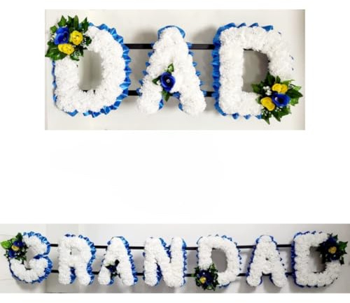 DAD GRANDAD Artificial Silk Funeral Flowers Tribute Letters Wreath Memorial