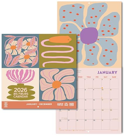 Good Tuesday - Les Fleurs 2026 Calendar Square Wall Calendar 12 x 12 - Floral Abstract Art Calendar- 100% Recycled Paper, UK Made