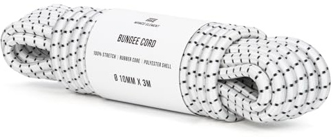 Manco Element Gummirep 10mm x 3m Expanderrep Elastisk Sladd Gummisnöre - Vit/Svart