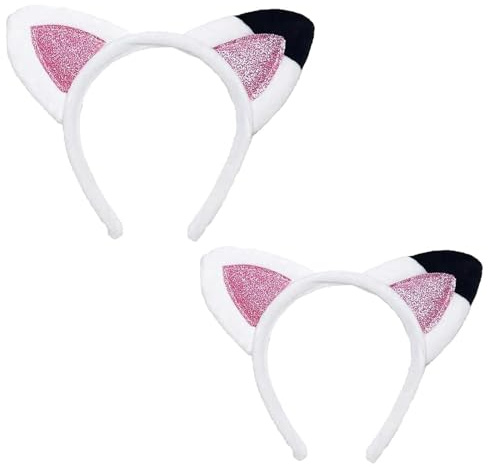 AYZDJ 2 diademas de orejas de gato para adultos y niños, diademas de felpa suave y bonita, orejas de gato, Halloween, para fiestas de cumpleaños, cosplay, cosplay, accesorios para el cabello