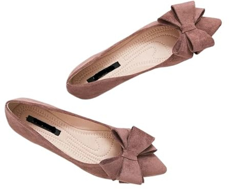 Vikbara platta skor för kvinnor rosett platta skor kvinna fjärilsknut balett kontor spetsig tå grund dra på vikbar ballerina