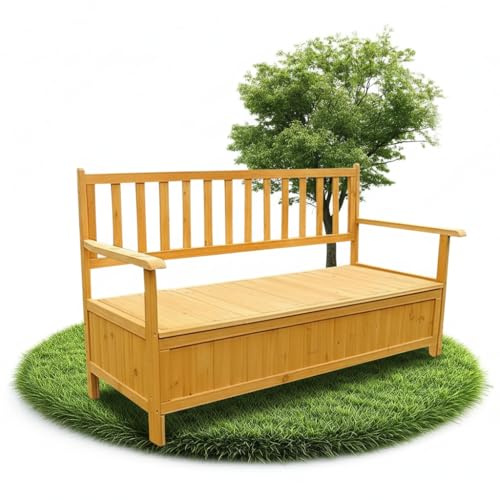 Melko Banc de Coffre en Bois, bahut de Jardin, Banquette, Banc de Cuisine, Mallette de Coussin Nouveau