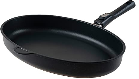 Harecker Fischpfanne 27x41 cm Aluguss mit abnehmbarem Stiel | Antihaft ohne PFOA | für Induktion, Gas, Ceran, Elektro | backofenfest & langlebig | Made in Germany