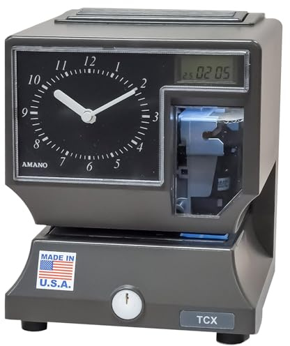 Amano TCX-21 Time Clock for Employees with Analog Clock Face, Easy-to-Read Dial, Time Stamping Machine for Small Business, Made in USA