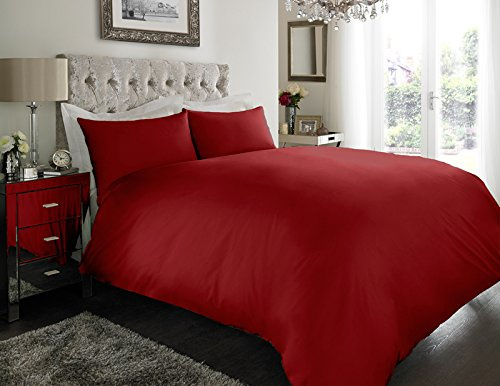 Sapphire Collection 100% Egyptian Cotton 200 Thread Count Duvet Cover With Pillow Case Bedding Set (Red, King)