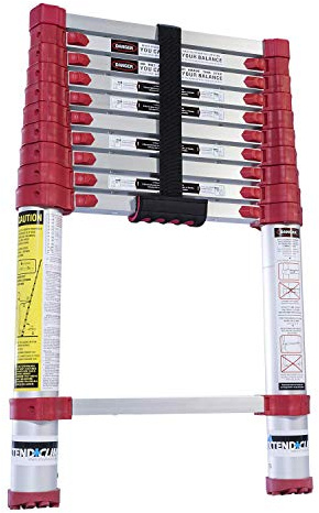 Xtend & Climb Home Series New 2019, 760P+ Telescoping Extension Ladder 10.5 ft, Type II Rated up to 225 Lb, Red