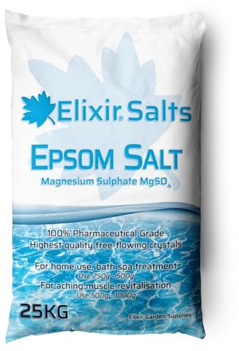 Elixir Gardens Epsom Bath Salts | 25kg Pharmaceutical Grade Spa Bathing Magnesium Sulphate
