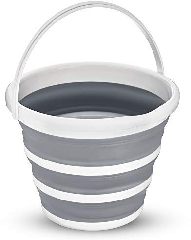 Hillington ® Collapsible Bucket – Large 10L Capacity Sturdy Folding Silicon Water Bucket with Comfortable Grip Handle – Neat and Tidy Space Saving Solution for your Garage Shed Home Bedroom