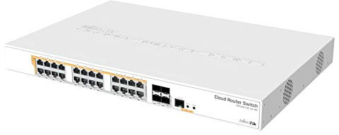 MikroTik 328-24P-4S+RM Cloud Router Switch, CRS328-24P-4S+RM (Cloud Router Switch 800 MHz CPU, 512MB RAM, 24xGigabit LAN (all Poe-out), 4xSFP+ Cages, RouterOS L)