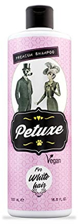 Petuxe Champú para Perros y Gatos de Pelo Blanco Matiza Tonos Amarillentos | Suaviza, Hidrata y Aporta Brillo con Aloe Vera, Glicerina y Vitamina B5 | Ingredientes Naturales | 500 ml