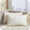 Topfinel Kissenbezug 30x50 cm Sahne 2er Set Samt Boho Deko mit Pompoms Weihnachten Kissenbezüge Dekorative Kissenhülle Kopfkissen Sitzkissen Dekokissen Couchkisen für Sofa Schlafzimmer Büro Auto