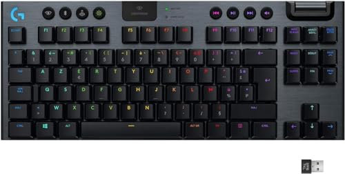 Logitech G915 TKL Tenkeyless LIGHTSPEED Clavier Gamer Mécanique, Switch ultra-plat GL Clicky, RGB LIGHTSYNC, Design élégant et mince, 40+ heures de jeu, Français AZERTY - Noir