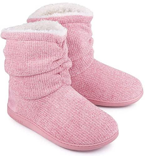 LongBay Women Slipper Boots Warm Memory Foam Indoor Outdoor House Shoe Gift | Elegant Chenille, Plush Fleece Lining, Cushioned Support, Non-Slip, Gift, Home Lounging, Walking & Shopping, Indoor Outdoor
