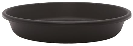 The HC Companies Flower Pot Saucers - Plastic Plant Saucer for Outdoors & Indoors - Traditional Design Plant Pot Trays for Water Drainage - Durable & Stylish Round Plant Tray (16-inch Black)