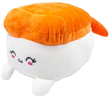 Joy Toy - Plushi Nigiri Sushi mit Garnele (gestickt) Plüsch - Größe 20 cm, Weiß,orange,rosa,schwarz