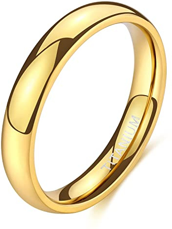 Zakk Ring Damen Herren 2mm 4mm 6mm Titan Poliert Schmal Ringe Verlobungsringe Ehering Hochzeitsringe (Gold-4mm, 61 (19.4))