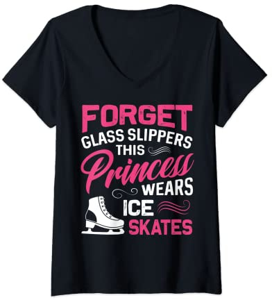 Womens Princess Wears Ice Skating Figure Skate Skater Girls Women V-Neck T-Shirt
