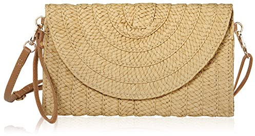 Aucuu Stroh Crossbody Tasche, Schultertasche Damen, Kupplung Umhängetasche, Umschlag Geldbörse Basttasche, für Sommer Strand, Damenreisen und Urlaub