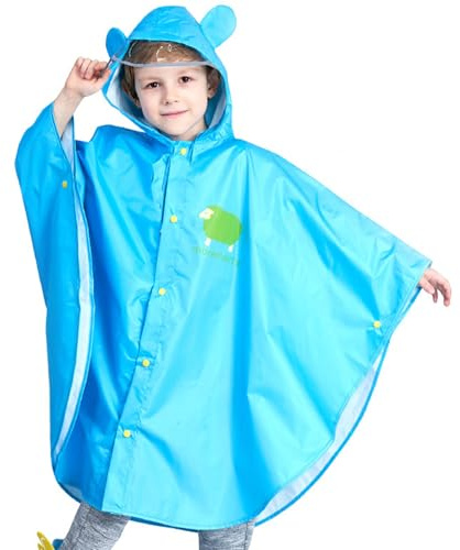 BWBIKE Barn regnponcho vattentät regncape vikbar regnkläder fina barn regnrock unisex lätt skolväska vattentät huva regnrock