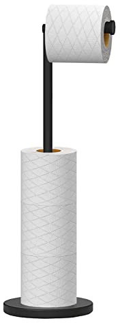Topsky Free Standing Toilet Roll Holder, Stainless Steel Anti Rust Toilet Paper Holder for 4-5 Jumbo Rolls, Toilet Roll Stand for Bathroom Living Room Kitchen etc (Black)
