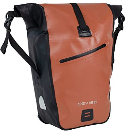 Fahrradtasche braun/schwarz Packtasche 25 L Gepäckträgertasche Wasserdicht Schnellverschluss