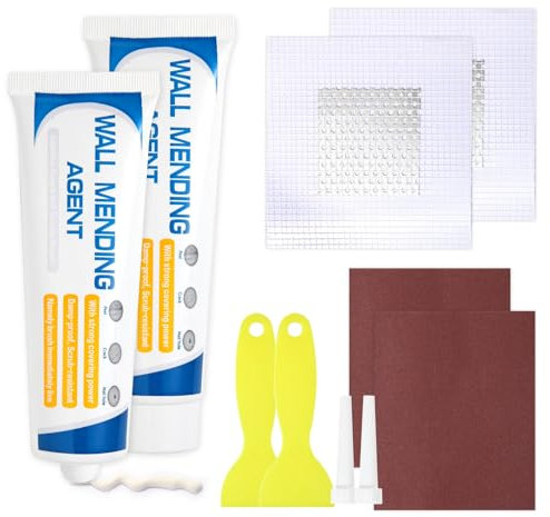 Vozitug Spachtelmasse Weiß Innen, 300g fertigspachtel von Löcher Wand Füllen Weiß, Wandreparatur Creme Mit Trockenbau Flicken und Schleifpapier, Wall Repair Kit für Reparatur von Rissen, Löchern