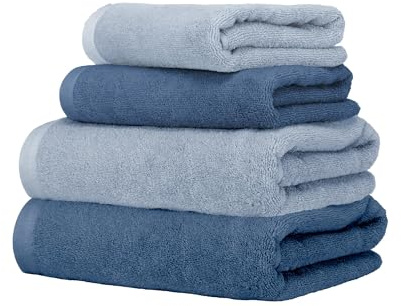 Ruggeri - Set Asciugamani 2 + 2 | Viso + Ospite | 100% Cotone Extra Morbido 500 gr - Let's Color! (Azzurro e Blu)