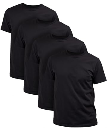 Basic Treasure Confezione da 4 T-Shirt Uomo, 100% Cotone, Nero, Taglia XL