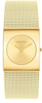Calvin Klein Analog Quarzuhr für Damen Kollektion CK Pulse mit Goldfarben Edelstahl-Mesh-Gliederarmband - 25100062