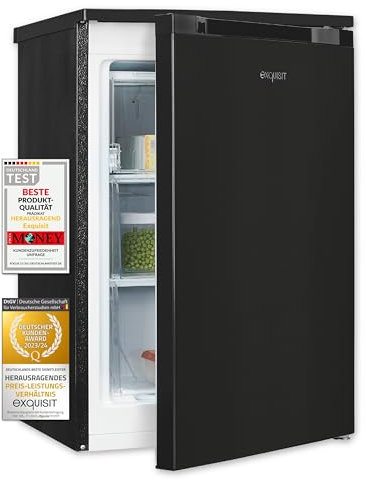 Exquisit Gefrierschrank, Tiefkühlschrank, 85 Liter, 3 Schubladen, Energieklasse C, 4-Sterne-Gefrierfach, Gefireschrank klein, GS581-051C schwarz