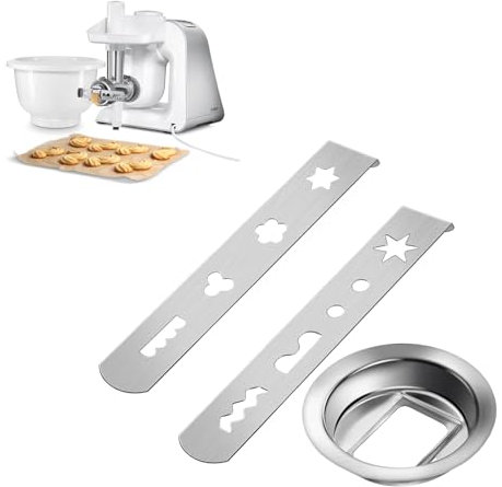 Weenwill Biscuit Attachment,3 Pcs Stainless Steel Biscuit Attachment for Meat Mincer,8-Shape Cookie Maker with Connecting Ring,Compatible with Most Meat Grinders for Christmas Pastries and Desserts