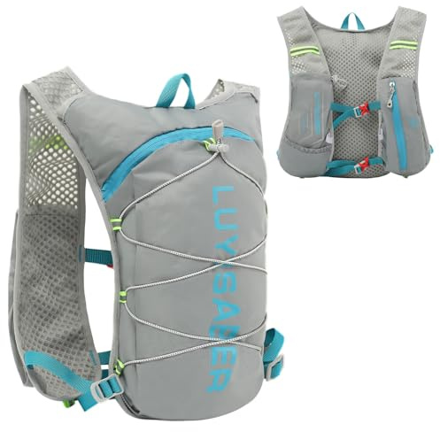 Azarxis Sac à Dos Hydratation 5L Léger Gilet de Course à Pied pour Homme Femme Marathon Randonnée Cyclisme (Gris - Sac Seul, Taille Unique)